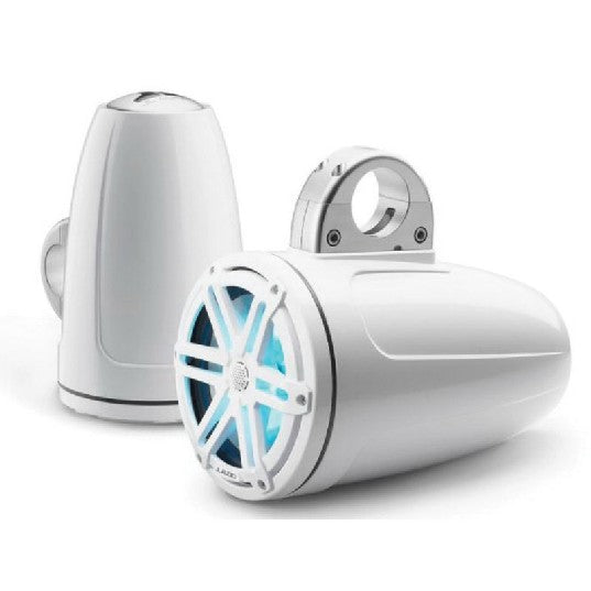 JL Audio M3-770ETXV3-GW-S-GW-I - 7.7" Tower Speakers, Gloss Wht Encl., Gls Wht Sport Grille, RGB LED, PAIR