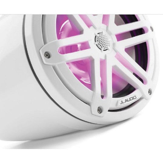 JL Audio M3-770ETXV3-GW-S-GW-I - 7.7" Tower Speakers, Gloss Wht Encl., Gls Wht Sport Grille, RGB LED, PAIR