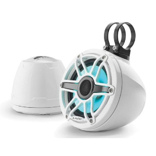 JL Audio M6-650VEX-GW-S-GWGW-I - 6.5" VEX Tower Speakers, Gloss White Enclosure & Sport Grill, RGB LED
