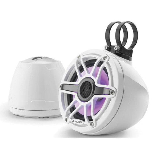 JL Audio M6-650VEX-GW-S-GWGW-I - 6.5" VEX Tower Speakers, Gloss White Enclosure & Sport Grill, RGB LED