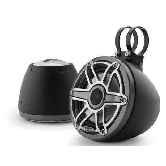 JL Audio M6-650VEX-MB-S-GMTI - 6.5" VEX Tower Speakers, Matte Black Encl., Gunmetal Titanium Sport Grille
