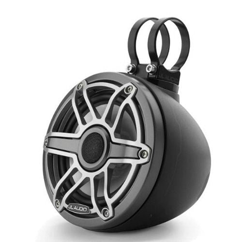 JL Audio M6-650VEX-MB-S-GMTI - 6.5" VEX Tower Speakers, Matte Black Encl., Gunmetal Titanium Sport Grille