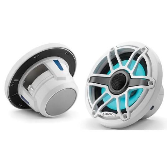 JL Audio M6-650X-S-GWGW-I - 6.5" Marine Speakers, Sport Grille, Gloss White Trim, White Grille, ILLUM