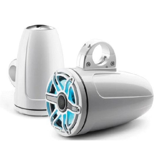 JL Audio M6-770ETXV3-GW-S-GWGW-I - 7.7" Tower Speakers, Gloss White Sport Grille, RGB LED, PAIR
