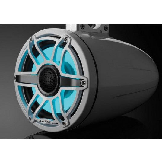 JL Audio M6-880ETXV3-GW-S-GWGW-I - 8.8" Tower Speakers, Gloss White Sport Grille, RGB LED, PAIR