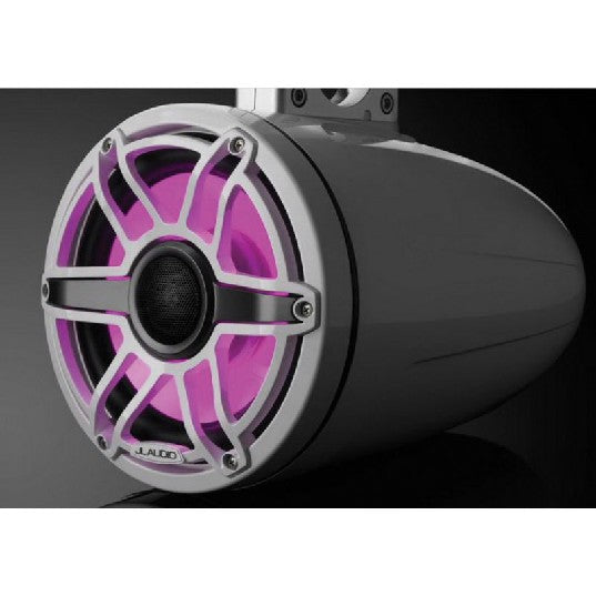 JL Audio M6-880ETXV3-GW-S-GWGW-I - 8.8" Tower Speakers, Gloss White Sport Grille, RGB LED, PAIR