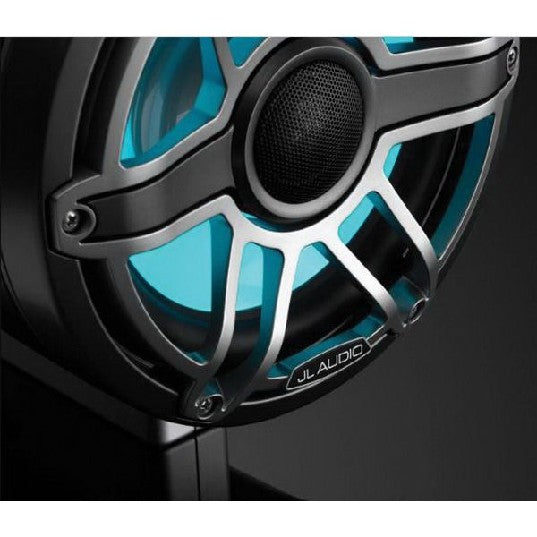 JL Audio M6-880ETXV3-SB-S-GMTI-I - 8.8" Tower Speakers, Satin Black, Gunmetal Sport Grille, RGB LED, PAIR